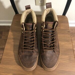 Vans Off The Wall Unisex Adults Size 9 M Size 10.5 W Leather Brown Herringbone